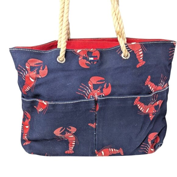 Tommy Hilfiger Navy Nautical Cape Cod Lobster Canvas Shoulder Bag Tote Purse - Picture 10 of 10